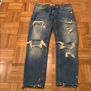Zara cigarette distressed jeans